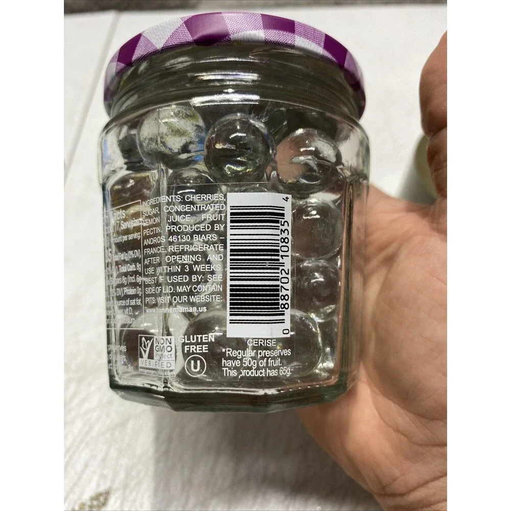 Bonne Maman Empty Jar Gingham Purple Lid 3.5